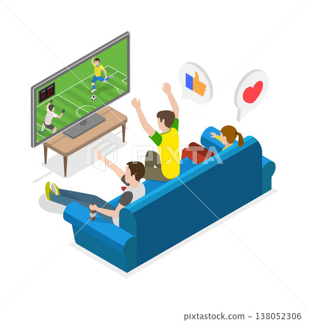 3D Isometric Flat Vector Illustration of Best Team Cheering, College Sports Fans. Item 2 138052306