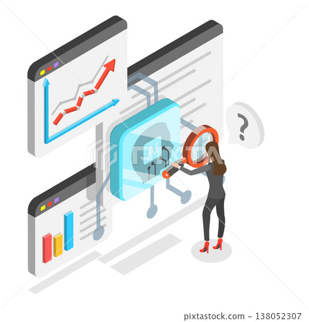 3D Isometric Flat Vector Illustration of Advertising Efficiency AI-Technology, AI In Marketingconcept. Item 3 3D Isometric Flat Vector Illustration of Advertising Efficiency AI-Technology, AI In Marketingconcept. Item 3 138052307