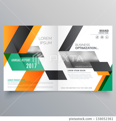 creative bifold brochure design template with geometric shape 138052361