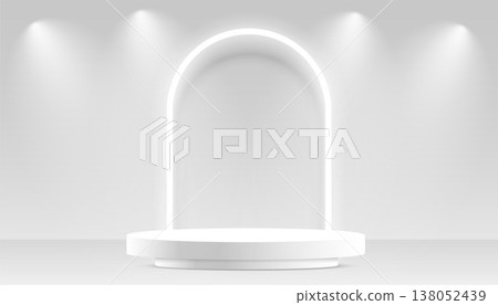 empty 3d pedestal stage background for product promo with light effect 138052439