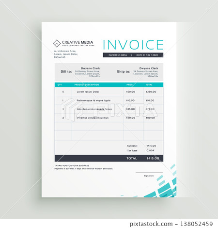 modern invoice template vector design modern invoice template vector design 138052459