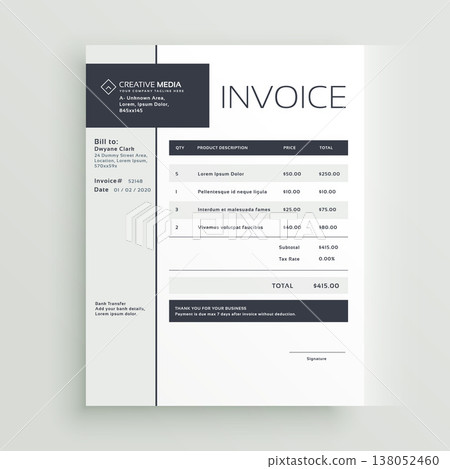 creative invoice template vector design creative invoice template vector design 138052460
