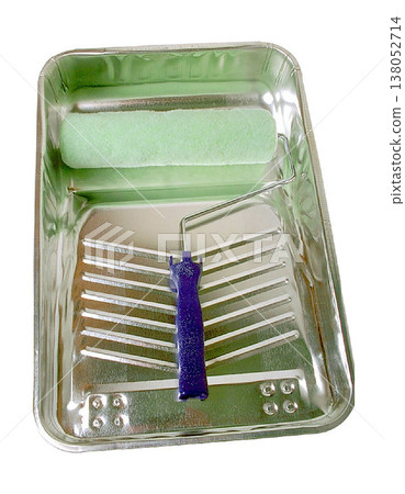 Paint Roller Tray Set with Green Liner and Blue Handle Roller Paint Roller Tray Set with Green Liner and Blue Handle Roller 138052714