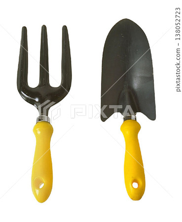 Garden Hand Tool Set with Yellow Handles isolated on a white background Garden Hand Tool Set with Yellow Handles isolated on a white background 138052723