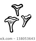 Chanterelle mushrooms set. Ink black hand drawn line illustration on white background. 138053643