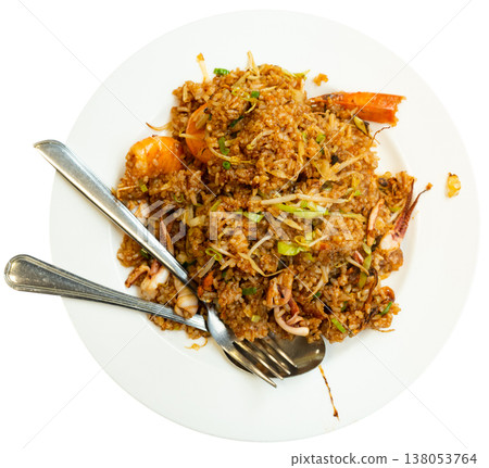 Chinese-style fried rice with mixed seafood Chinese-style fried rice with mixed seafood 138053764