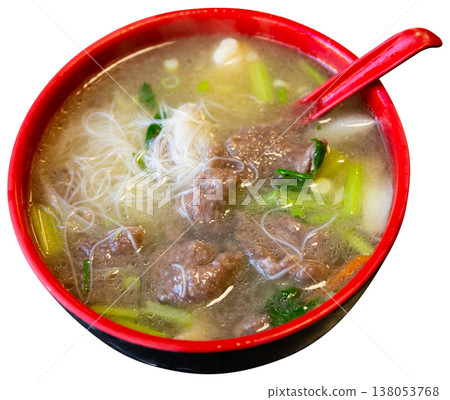 Chinese noodle soup with dried beef 138053768