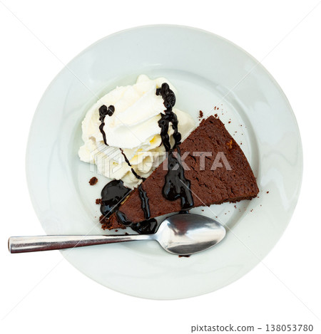 Chocolate brownie cake served for dessert Chocolate brownie cake served for dessert 138053780