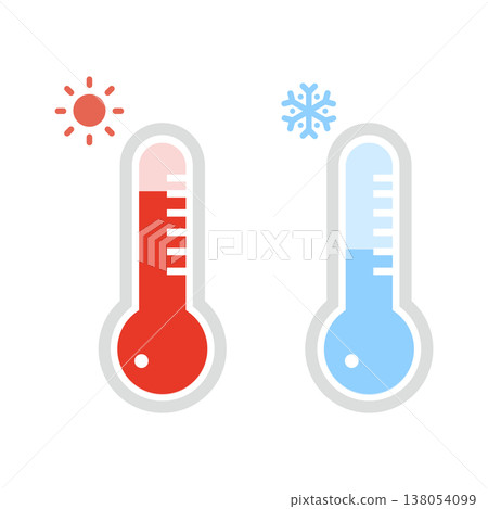 Simple thermometer illustrations for hot and cold days 138054099