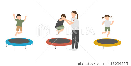 Children playing on a trampoline Children playing on a trampoline 138054355