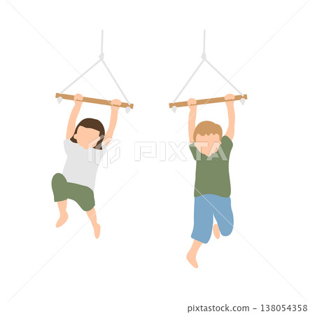 孩子們在單槓上玩耍 138054358
