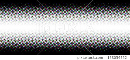 Black dotted halftone gradient. Fading overlapping pixel gradation texture. Raster vanishing polka dot wallpaper. RGB comic pop art effect overlay backdrop. Vector perforated pattern background Black dotted halftone gradient. Fading overlapping pixel gradation texture. Raster vanishing polka dot wallpaper. RGB comic pop art effect overlay backdrop. Vector perforated pattern background 138054532