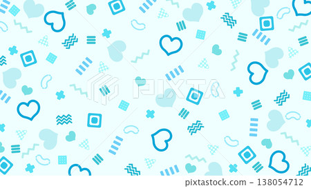 可愛的孟菲斯圖案，帶有愛心 138054712