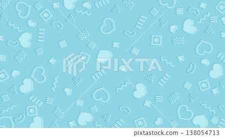 可愛的孟菲斯圖案，帶有愛心 138054713