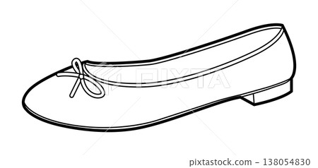 Ballet flat shoe women single line. Bow detail classic round toe footwear for office commute relaxed look. Technical Ballet flat shoe women single line. Bow detail classic round toe footwear for office commute relaxed look. Technical 138054830