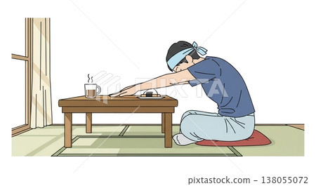 A scene from a study of a dejected samurai. 138055072