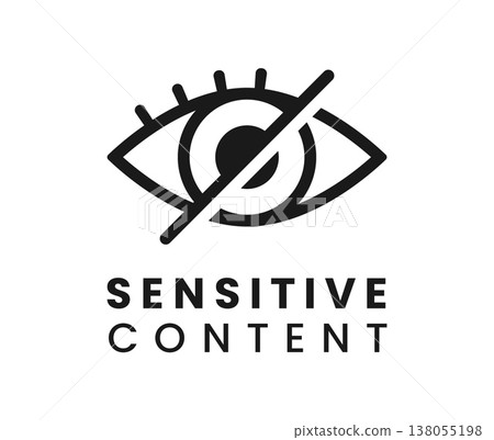Sensitive content, restricted media icon or symbol. Sensitive content or web material pictogram, graphic restricted photo warning symbol. Hidden password or media icon 138055198