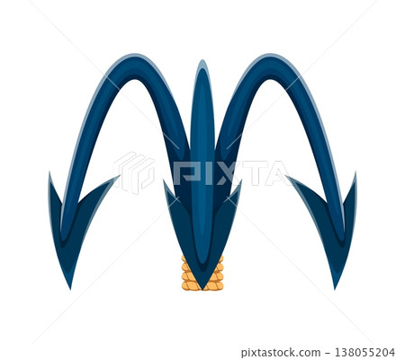 Pirate font cartoon grappling hook letter M. Treasure hunt typeface element, pirate maritime type vector symbol. Piracy marine sailing font typeset letter or sign with ship boarding grappling hook 138055204