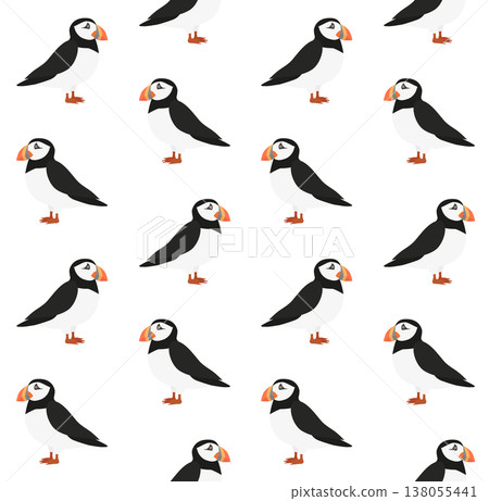 Vector seamless pattern of puffin bird 138055441