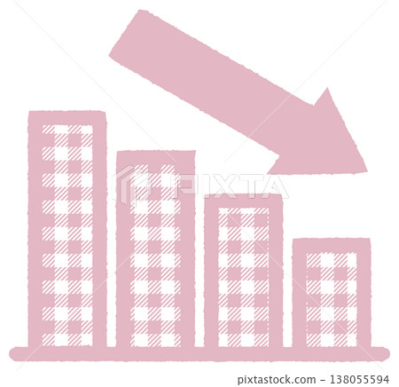Simple bar graph icon, downward sloping to the right, gingham check pattern. Simple bar graph icon, downward sloping to the right, gingham check pattern. 138055594