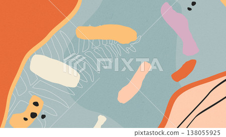 Abstract Tropical Leaf With Color Shape Isolated Background Abstract Tropical Leaf With Color Shape Isolated Background 138055925