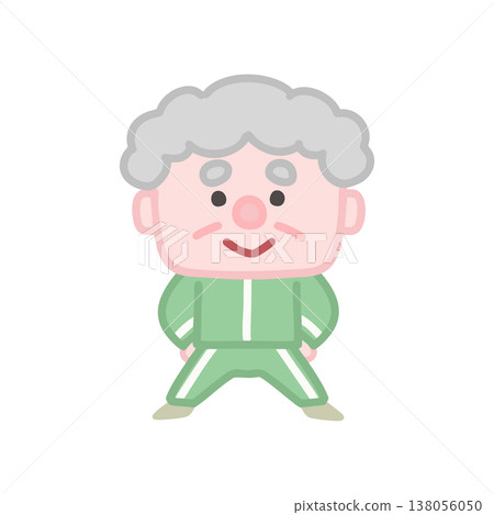 A set of cute illustrations of elderly men in gym clothes exercising. A set of cute illustrations of elderly men in gym clothes exercising. 138056050