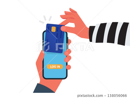 Thief Stealing Credit Card Data From Smartphone Stock Illustration. Thief Stealing Credit Card Data From Smartphone Stock Illustration. 138056066
