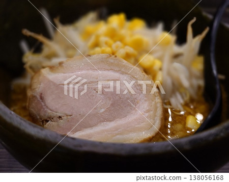 Miso ramen with a large slice of char siu pork Miso ramen with a large slice of char siu pork 138056168