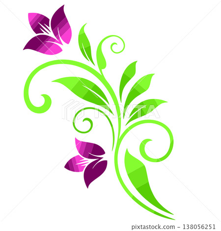 Purple Flower Swirl Ornament Design Isolated on White Purple Flower Swirl Ornament Design Isolated on White 138056251
