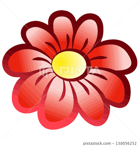 Stylized Red Flower Illustration with Yellow Center Stylized Red Flower Illustration with Yellow Center 138056252