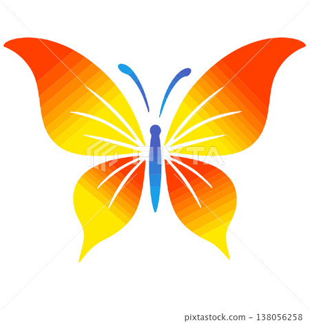 Colorful Stylized Butterfly Vector Graphic on White 138056258