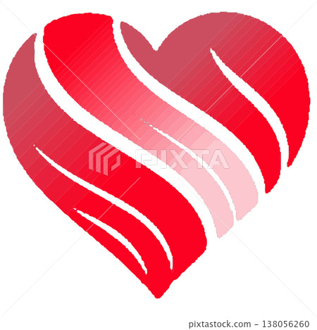 Red heart icon with stylized wavy white lines 138056260