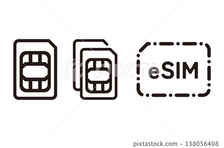 eSIM and SIM card icon set 138056408