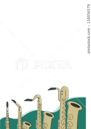 Saxophone Quartet Frame - Vertical Wave Background Material 138056579