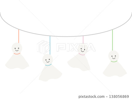 A cute scene of teru teru bozu lined up side by side during the rainy season | Teru teru bozu, rainy season, prayer for sunny weather A cute scene of teru teru bozu lined up side by side during the rainy season | Teru teru bozu, rainy season, prayer for sunny weather 138056869