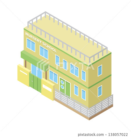 Kindergarten building illustration 138057022