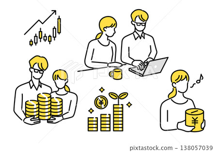 Illustration set for couples managing their assets 138057039