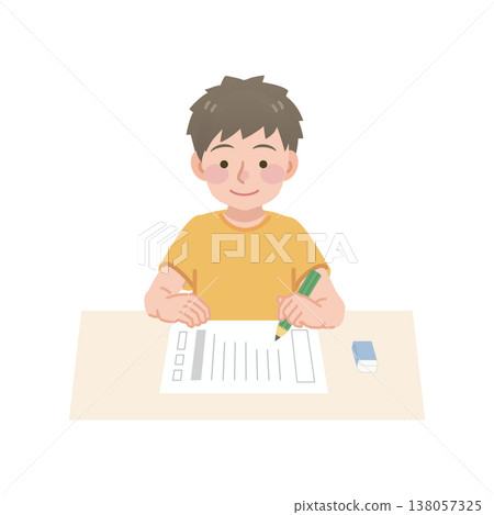 Illustration of a boy solving a problem 138057325