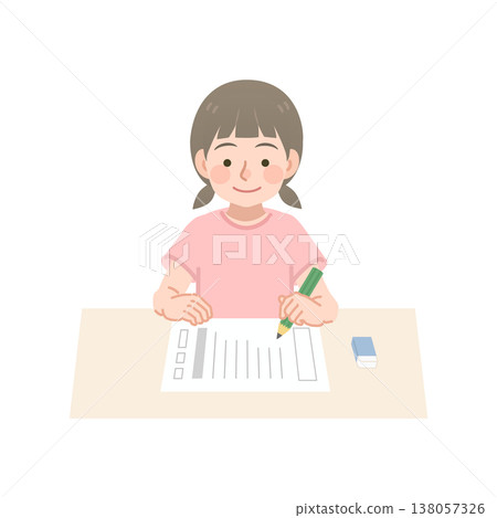 Illustration of a girl solving a problem 138057326