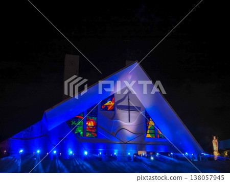 Xavier Memorial Cathedral illuminated 138057945