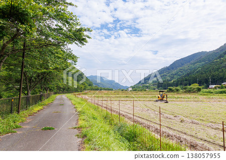 兵庫縣朝佐市圓山川附近的鄉村景色 138057955