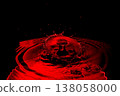 Droplets and ripples splashing on the water's surface [Red] 138058000