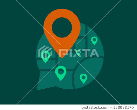 Multi store locator map, business chain geolocation network, franchise outlet location pins, local branch presence visualization, modern flat design, vector illustration 138058170