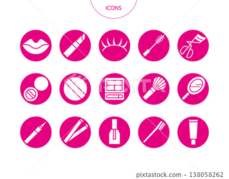 化妝品、彩妝、圖示、象形圖、向量插圖、套裝 138058262