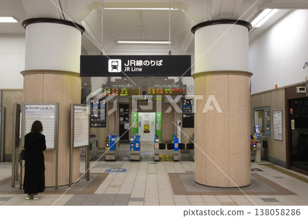 Automatic ticket gates lined up at the retro Hyogo Station Automatic ticket gates lined up at the retro Hyogo Station 138058286