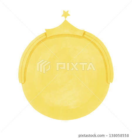 Gold medal icon with copy space, watercolor style. Gold medal icon with copy space, watercolor style. 138058558