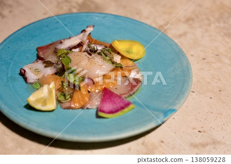 Colorful seafood carpaccio 138059228