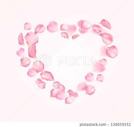 Pink Rose Petals Forming Heart Shape Pink Rose Petals Forming Heart Shape 138059352