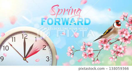 Spring Forward Time Change Illustration Spring Forward Time Change Illustration 138059366