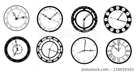 Collection of Vintage Roman Numeral Clock Faces Collection of Vintage Roman Numeral Clock Faces 138059383